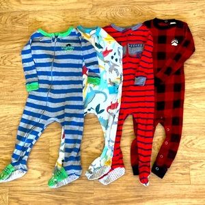 3 Carter’s footie pjs, 1 footless play romper